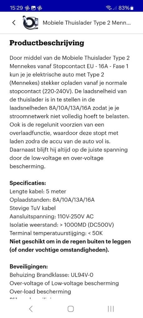 Oplader auto 230V, Ophalen