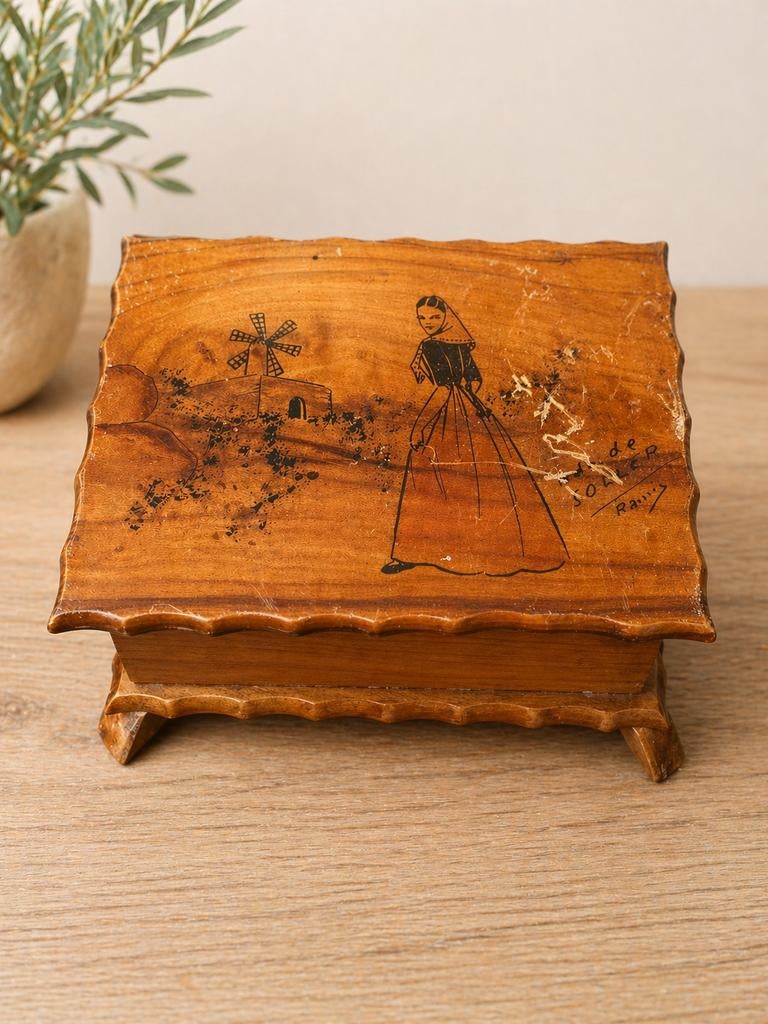 Vintage Houten Souvenir Doosje Mallorca - Handgebrand, Antiek en Kunst, Ophalen of Verzenden