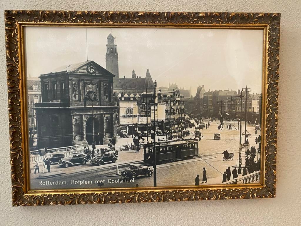 Vintage foto Rotterdam Hofplein met Coolsingel 30x50 cm, Antiek en Kunst, Kunst | Schilderijen | Klassiek, Ophalen