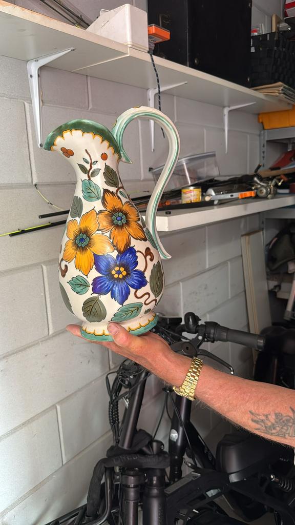Handbeschilderde kan vaas uit plateelbakkerij iit Gouda, Antiek en Kunst, Antiek | Vazen, Ophalen
