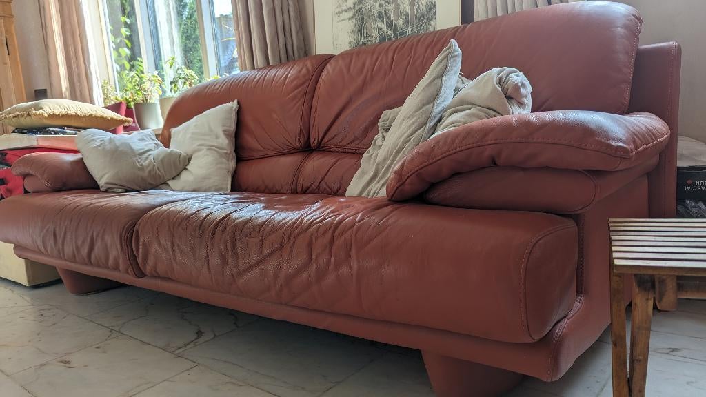 Leren bankstel bankstel - 2,5 zits - merk Natuzzi, Gebruikt, Tweepersoons, Rechte bank, 200 tot 250 cm