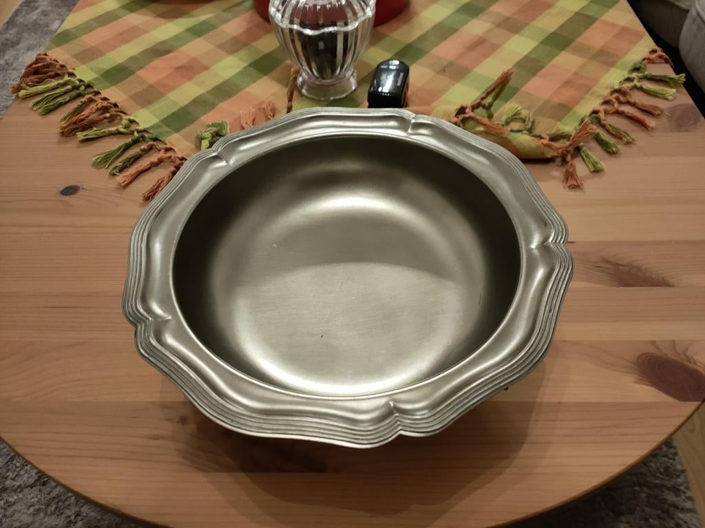 Antieke tinnen set: fruitschaal, asbak en 3 borden, Antiek en Kunst, Antiek | Tin, Ophalen