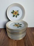 Winterling Petit Four Bordjes - Zonnebloem & Gouden Rand (10, Ophalen of Verzenden