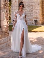 Nieuwe Limited Edition trouwjurk Minia split lange mouwen, Ophalen of Verzenden, Nieuw, Wit, Trouwjurk