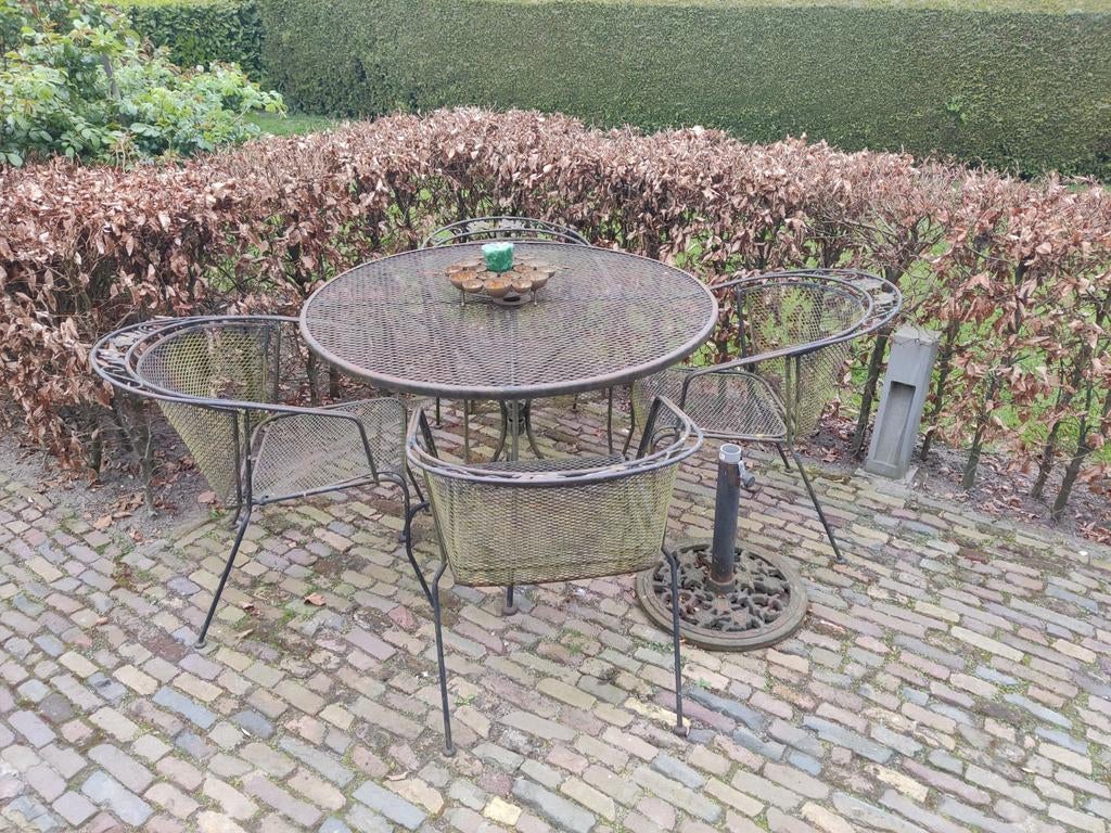 Tuinset metaal, Ophalen of Verzenden, Gebruikt, Overige materialen, 2 zitplaatsen