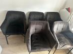 Set van 5 donkerbruine fluwelen eetkamerstoelen, Ophalen, Gebruikt, Vier, Stof