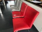 Leolux eetkamerstoelen leer - 2x grijs, 2x rood, Huis en Inrichting, Stoelen, Ophalen, Gebruikt, Leer, Vier