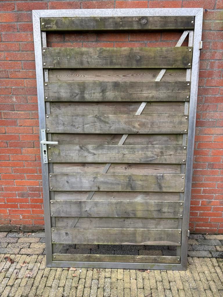 RVS Poortdeur 113 x 192 cm, Gebruikt, Ophalen of Verzenden, Tuinhek, Overige materialen