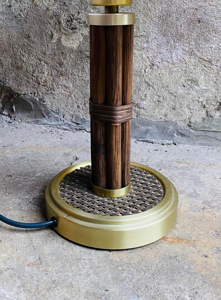 Jaren 80 manou / rotan tafellamp, Ophalen of Verzenden, Huis en Inrichting