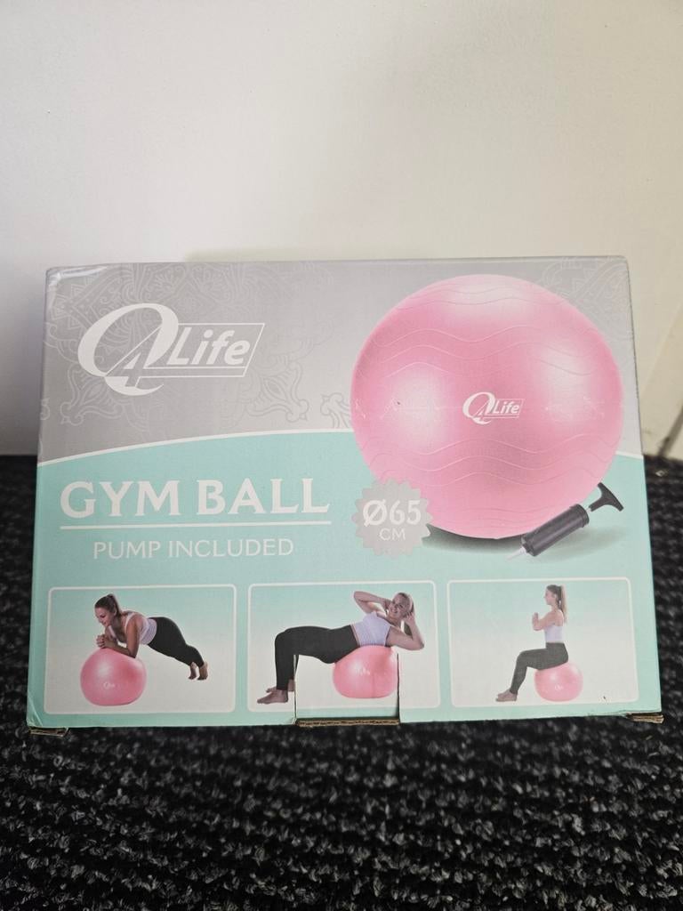 Q4Life Gymbal 65 cm roze met pomp, Ophalen of Verzenden, Nieuw, Benen, Fitnessbal
