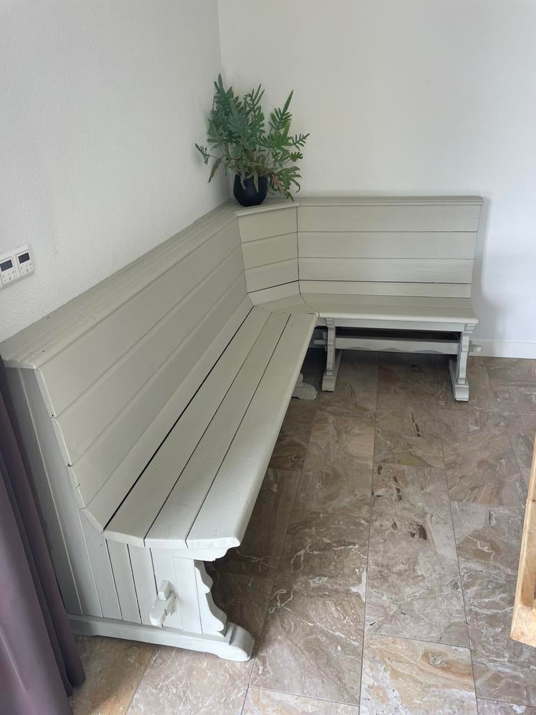 Houten klooster eetkamerhoekbank, Huis en Inrichting, Banken | Bankstellen, Ophalen, Overige maten, Minder dan 75 cm, Minder dan 150 cm