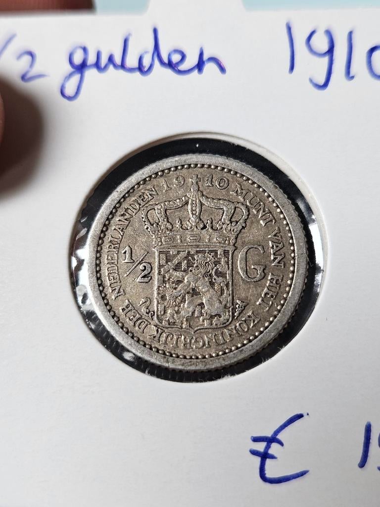 1/2 gulden 1910 Nederland, Postzegels en Munten, Munten | Nederland, ½ gulden, Verzenden, Zilver, Koningin Wilhelmina