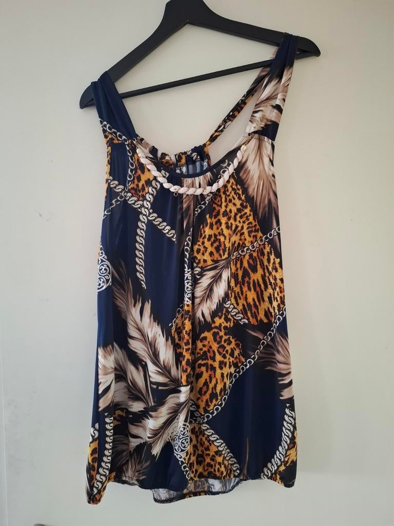 Mooie top met ketting, maat 46/48, Kleding | Dames, Tops, Blauw, Maat 46/48 (XL) of groter, Ophalen of Verzenden, Zonder mouw