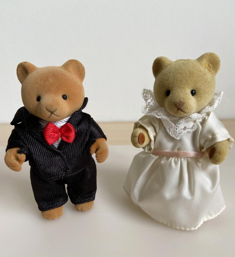 Vintage Sylvanian Bruidspaar 11,5 cm, Ophalen of Verzenden, Gebruikt, Stoffen beer, Overige merken