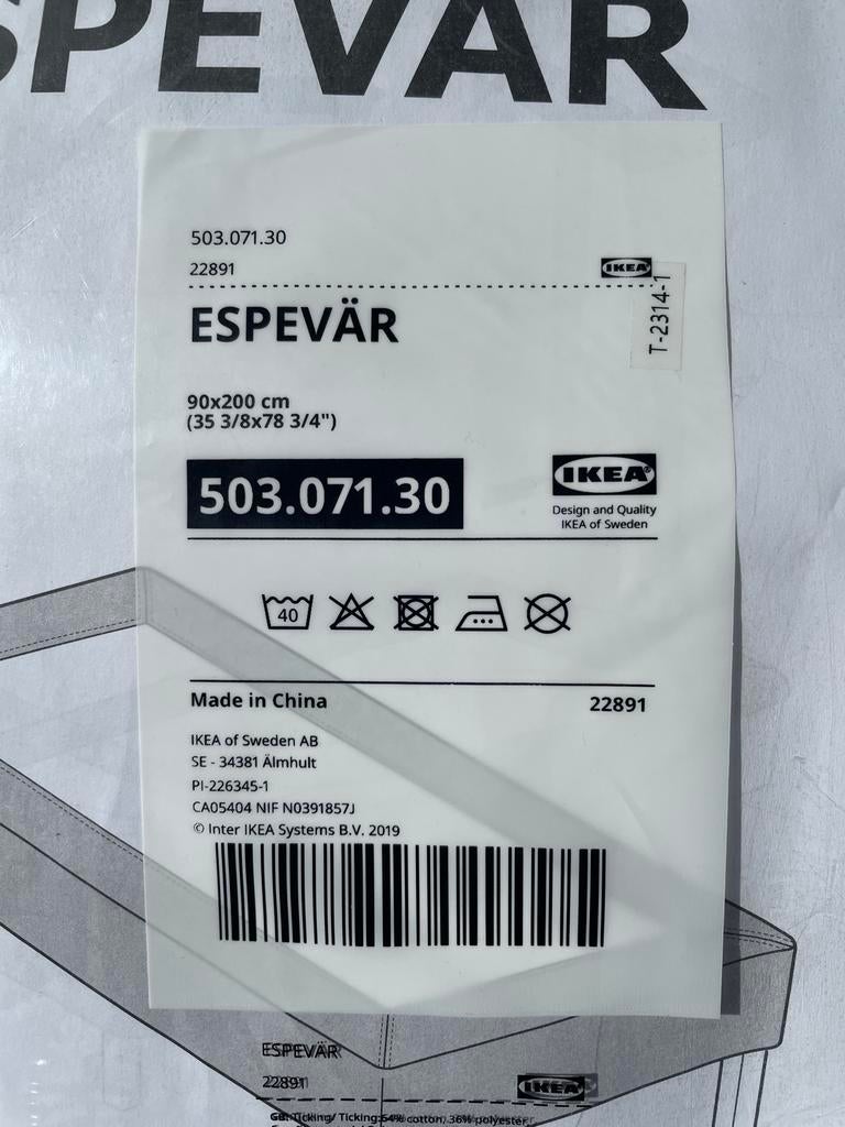 Nieuw: Grijze bekleding voor IKEA ESPEVÄR bedbodem 90x200 cm, Ophalen, 90 cm, Eenpersoons, Nieuw