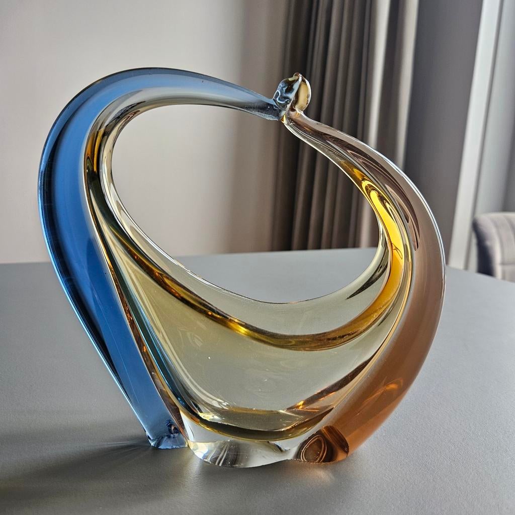 Vintage Hana Machovska "Romana" Glazen Mand - Mstisov, Antiek en Kunst, Antiek | Glas en Kristal, Ophalen of Verzenden