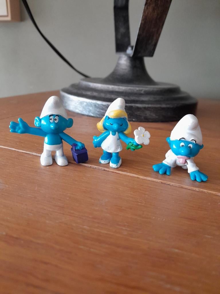 Set Smurfin, Smurf met koffer, Baby smurf, Verzamelen, Ophalen of Verzenden, Gebruikt, Verschillende Smurfen, Poppetje, Figuurtje of Knuffel