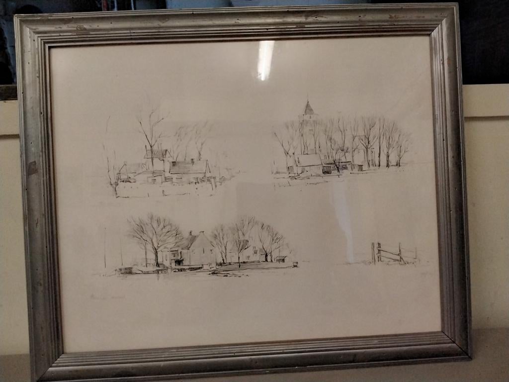 Oude tekening, waarschijnlijk uit het Gooi, Antiek en Kunst, Kunst | Tekeningen en Foto's, Ophalen of Verzenden