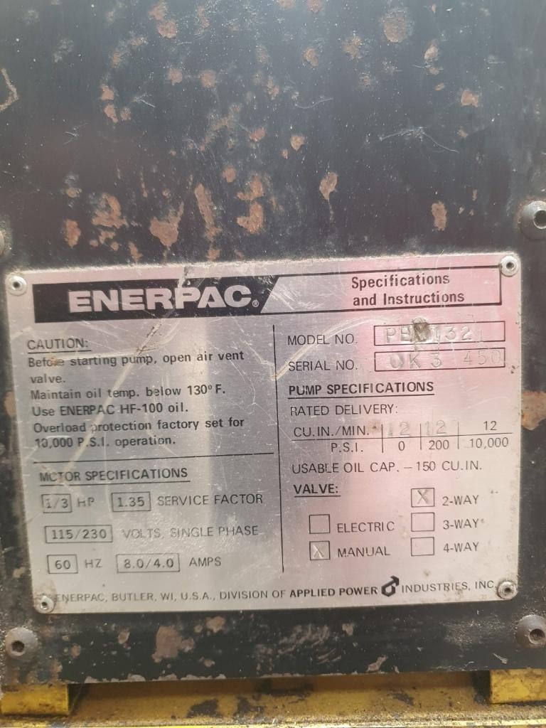 Enerpack hogedrukpomp, Ophalen, Gebruikt