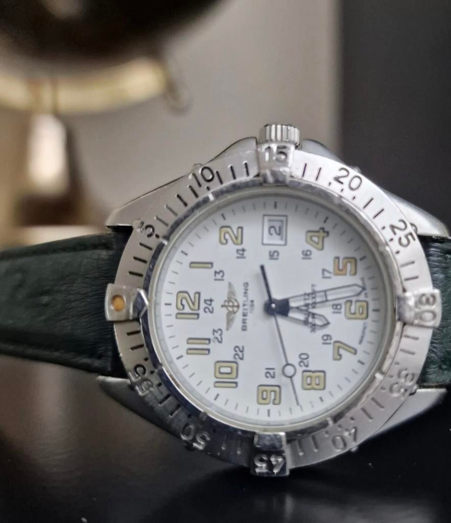 Breitling Colt Quartz A57035 unisex, Leer, Polshorloge, Zo goed als nieuw, Info@breitling.com