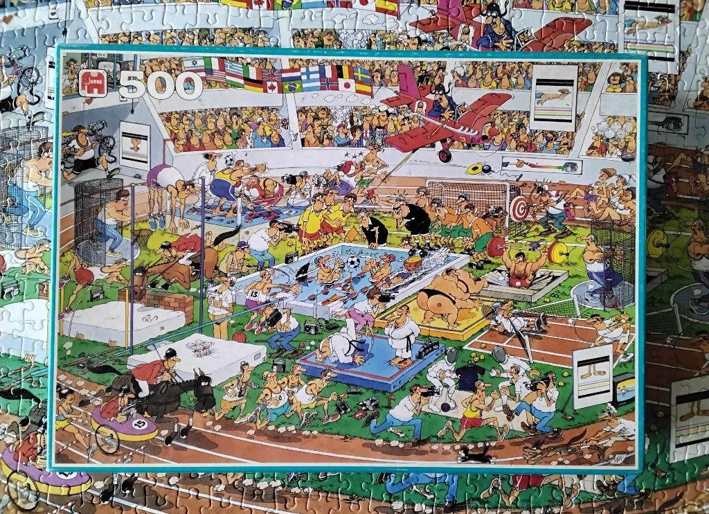 Jan van Haasteren puzzel 'sportdag' zeldzaam 1993, Hobby en Vrije tijd, Denksport en Puzzels, Ophalen, 500 t/m 1500 stukjes, Zo goed als nieuw