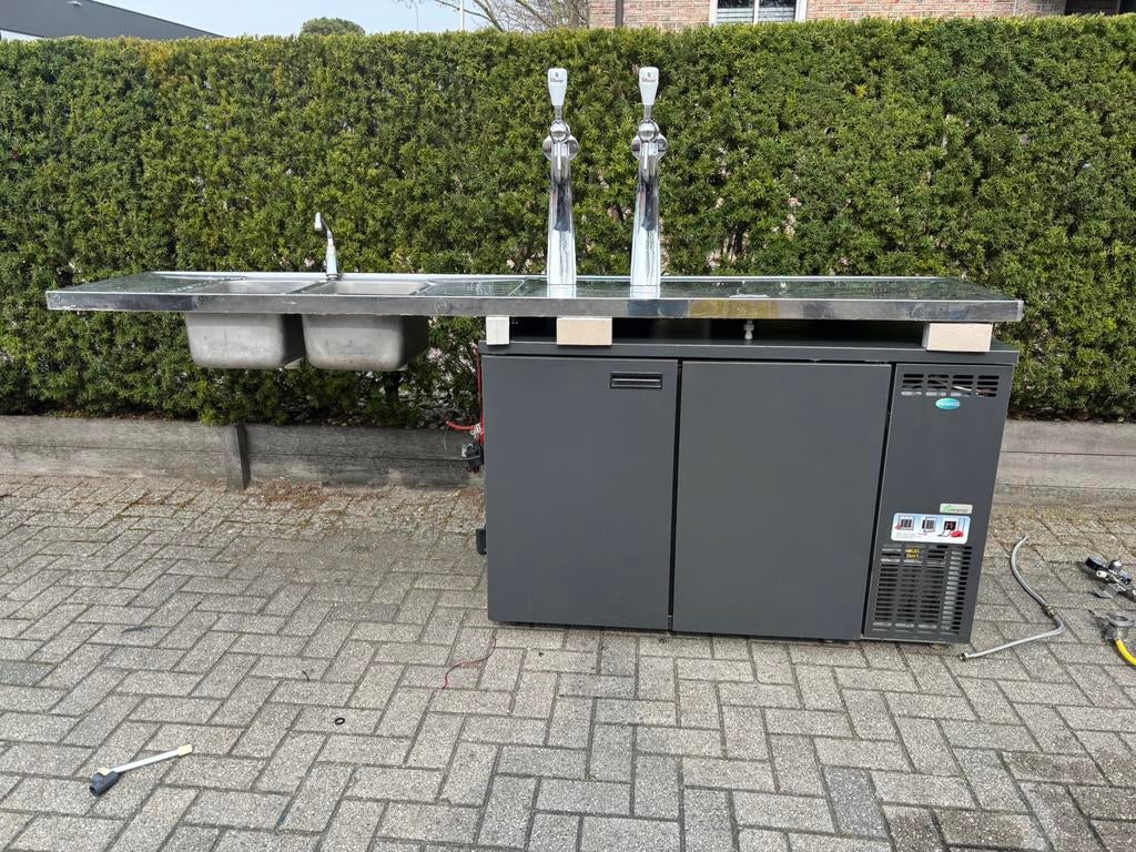 Fustenkoeler met lekblad, spoelbak en 2 tapkranen, Witgoed en Apparatuur, Thuistaps, Ophalen of Verzenden, Zo goed als nieuw, Overige merken