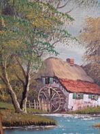 SCHILDERIJ INGELIJST LANDSCHAP WATERMOLEN, Ophalen of Verzenden