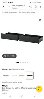 IKEA MALM Bedlade (2 stuks) - Zwart, Goede Staat, Ophalen, Gebruikt, Zwart, Tweepersoons
