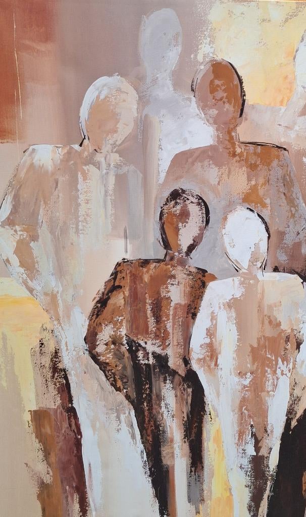 Poster schilderij abstracte familieopstelling, Ophalen, Gebruikt, Schilderij, 75 tot 100 cm