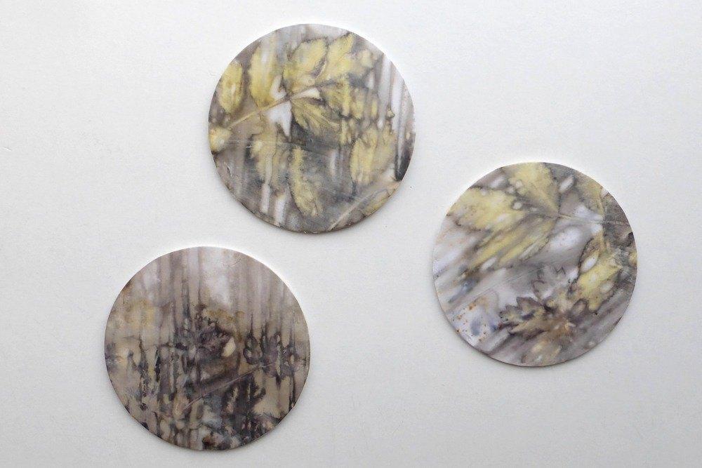 Ecoprint van rozenblad en robertskruid, Ophalen of Verzenden