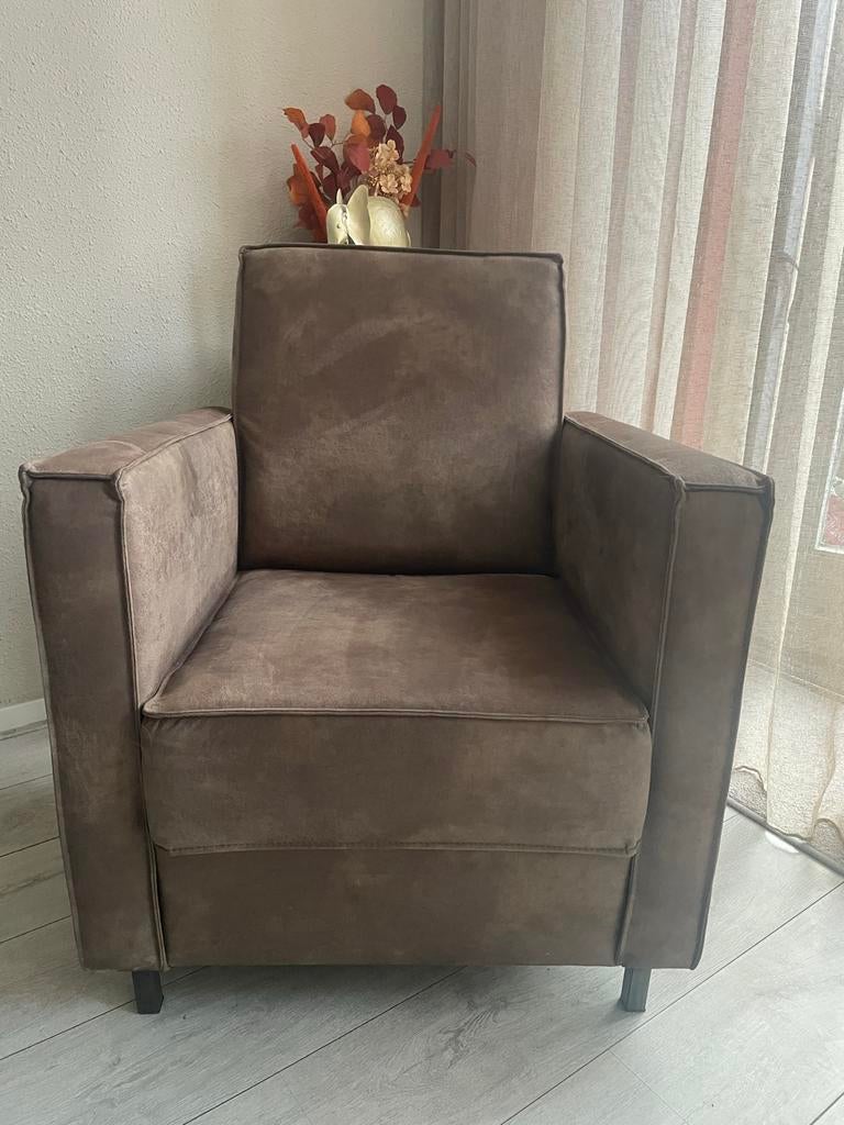 Bruine fauteuil, Huis en Inrichting, Fauteuils, Ophalen, Gebruikt, 75 tot 100 cm