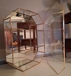 Vintage Vitrinekast messing verguld 24 kt goud handgemaakt, Antiek en Kunst, Ophalen of Verzenden