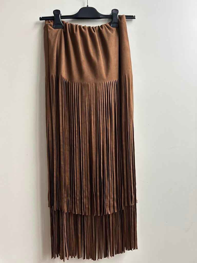 GARCONNE lange suedine rok franjes bruin of olijfgroen TU, Kleding | Dames, Rokken, -, Verzenden, Parijs, Nieuw