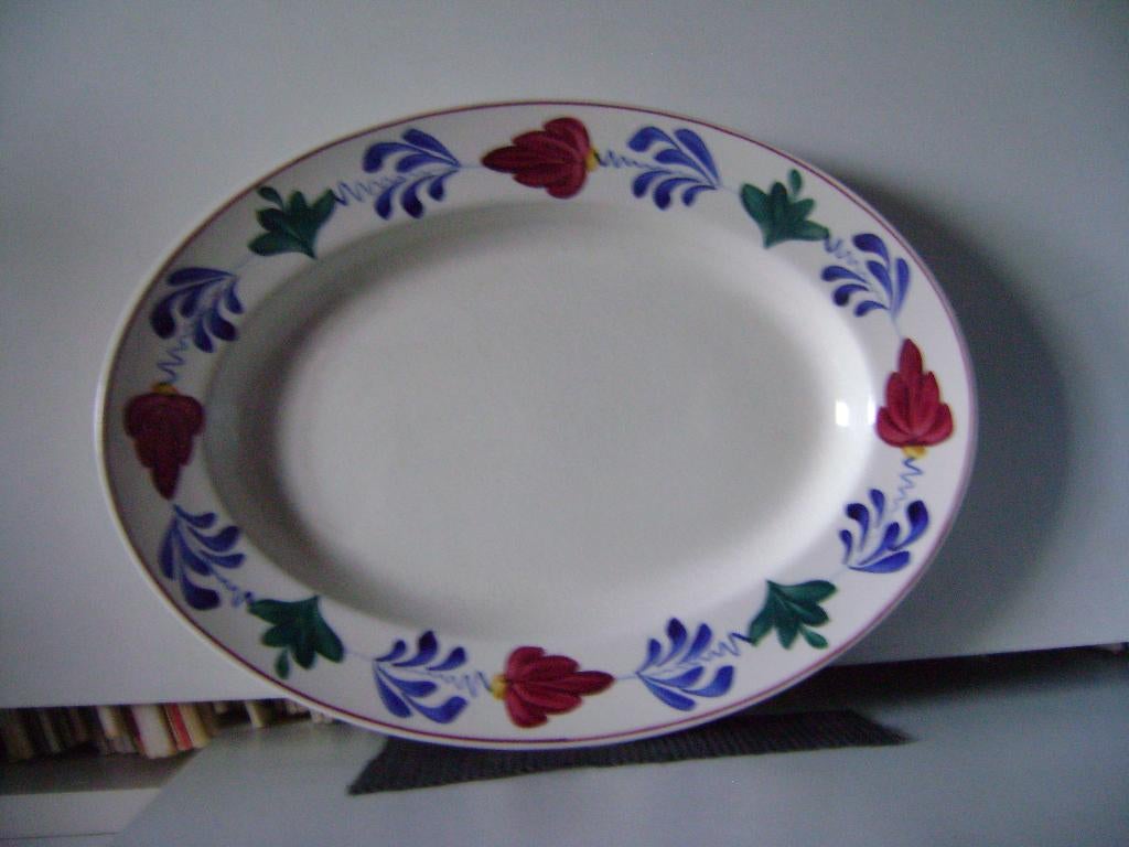 Vintage ovale Boerenbont vleesschaal Petrus Regout, Ophalen of Verzenden, Huis en Inrichting
