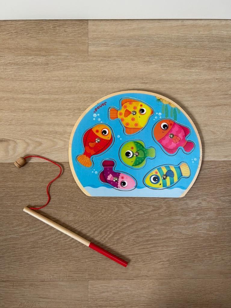 Z.g.a.n. Visspel / puzzel van Janod visjes vangen magnetisch, Ophalen of Verzenden, Zo goed als nieuw, Van hout, Minder dan 10 stukjes