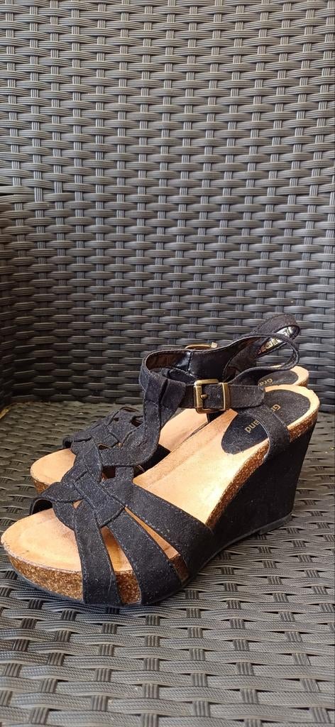 Zwarte Graceland sleehak sandalen, Zwart, Zo goed als nieuw, Sandalen of Muiltjes, Ophalen of Verzenden