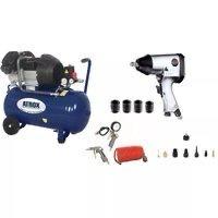 ATROX Compressor met Slagmoersleutel Set - 50L, 10 bar, Ophalen, 6 tot 10 bar, Zo goed als nieuw, 25 tot 100 liter