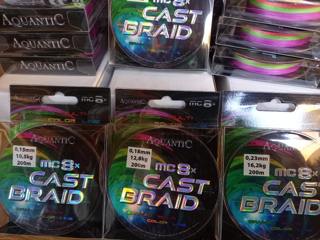 200m Gevlochten lijn 8Braid (Multicolor) diverse maten..., Overige typen, Ophalen of Verzenden, Bodenroderweg, Aquantic