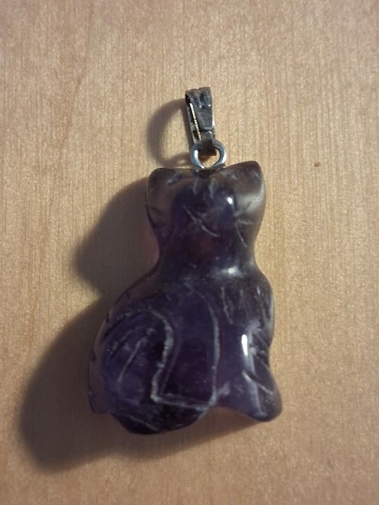 Hanger Poes - Amethyst steen, Verzenden, Nieuw, Zilver, Overige materialen