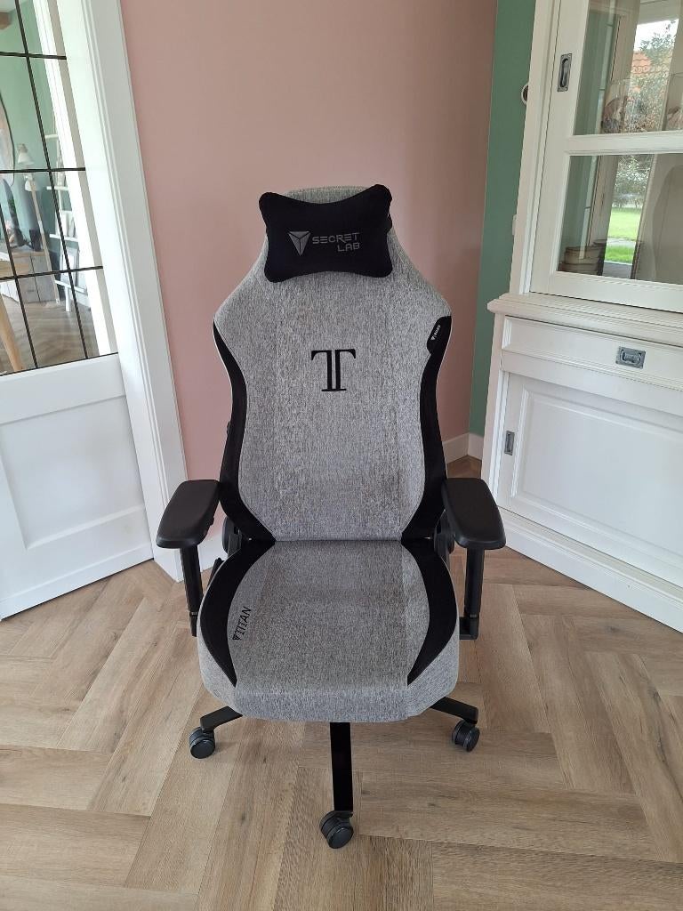 Secretlab TITAN 2020 SoftWeave - Cookies & Cream stoel, Ophalen, Gaming bureaustoel, Zo goed als nieuw, Grijs