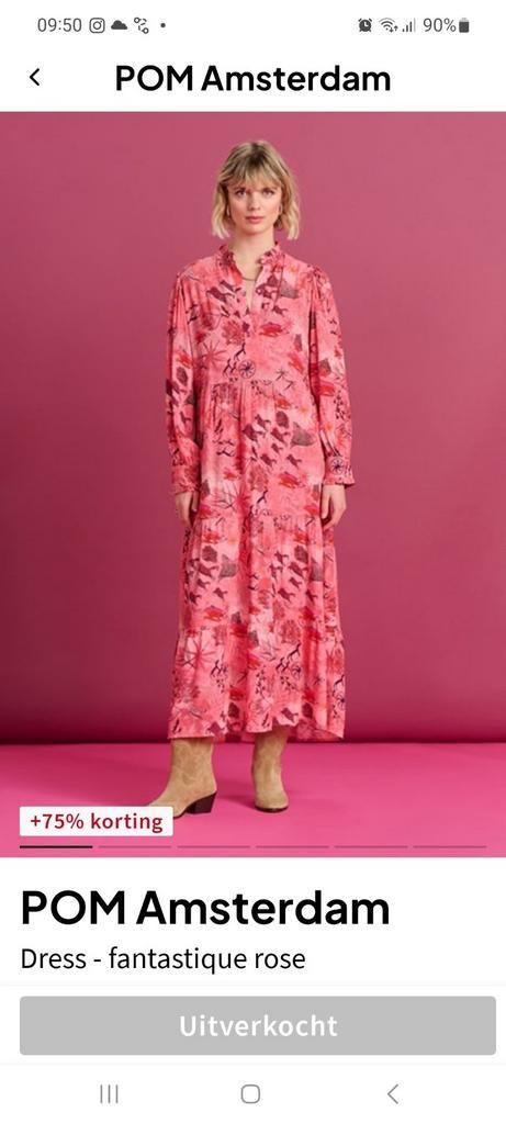 Pom Amsterdam maxidress fantastique rose bio katoen, Maat 38/40 (M), Nieuw, Ophalen of Verzenden, Roze