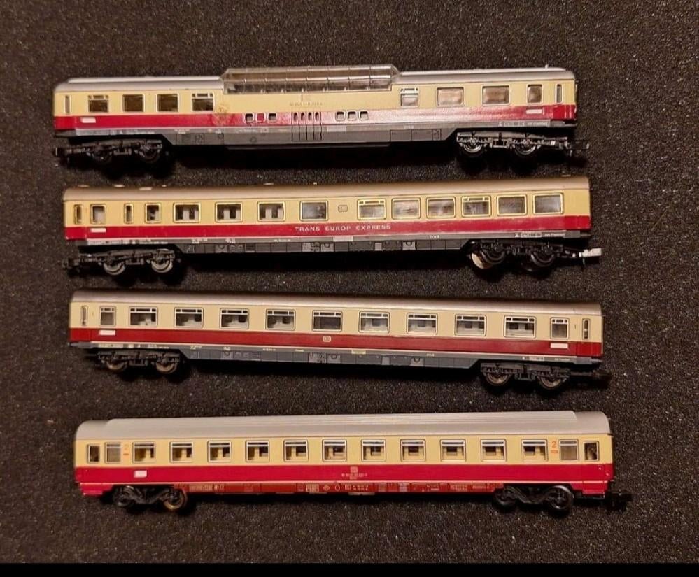 Spoor n DB TEE 4 personenwagen diverse merken, Hobby en Vrije tijd, Modeltreinen | N-Spoor, Gebruikt, Gelijkstroom, Fleischmann