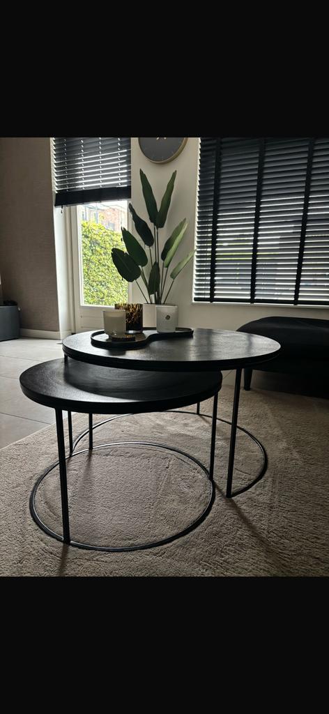 Richmond interiors salontafel bolder set zwart, Ophalen, 50 tot 100 cm, Rond, Zo goed als nieuw