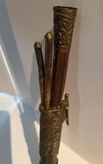 ANTIEK UNIEK Chinees Eetsetje met Sierlijke Bronzen Schede, Ophalen of Verzenden