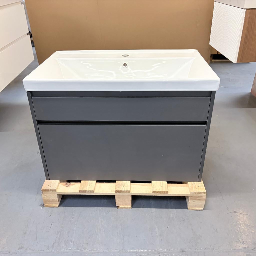 LAATSTE! Wastafelkast badmeubel 80 cm grijs - Nieuw! nr74, Ophalen of Verzenden, Nieuw