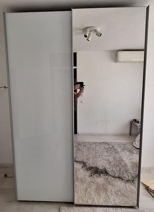 Schuifdeur kledingkast, Gebruikt, Glas, 200 cm of meer, 50 tot 75 cm