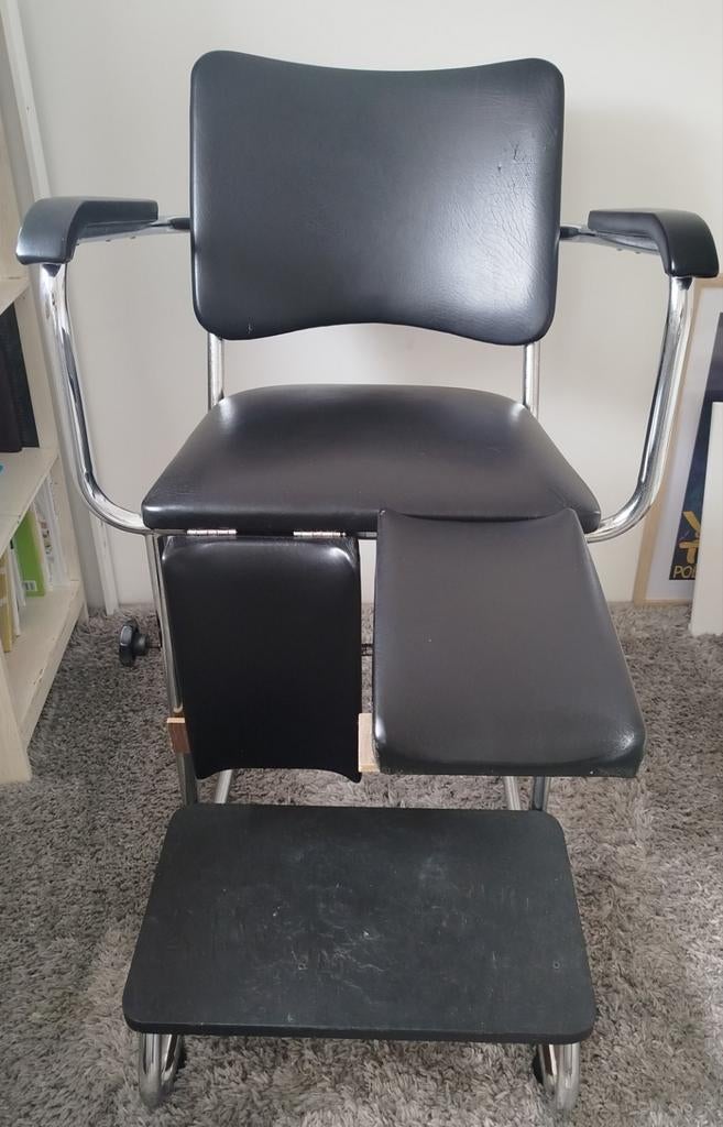 Vintage Buisframe Pedicurestoel, Ophalen, Gebruikt, Zwart, Eén