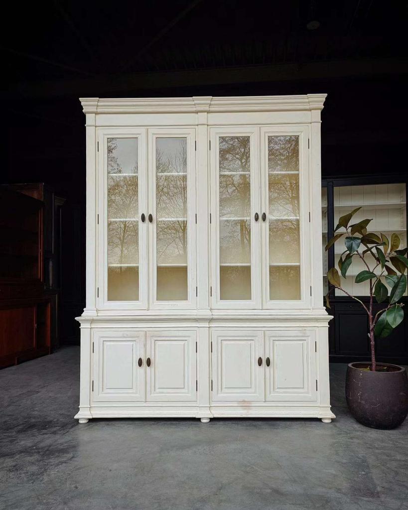 Wauw! prachige hoge vitrinekast - Witte servieskast #2605, Huis en Inrichting, Kasten | Buffetkasten, Niet ingevuld, 200 cm of meer