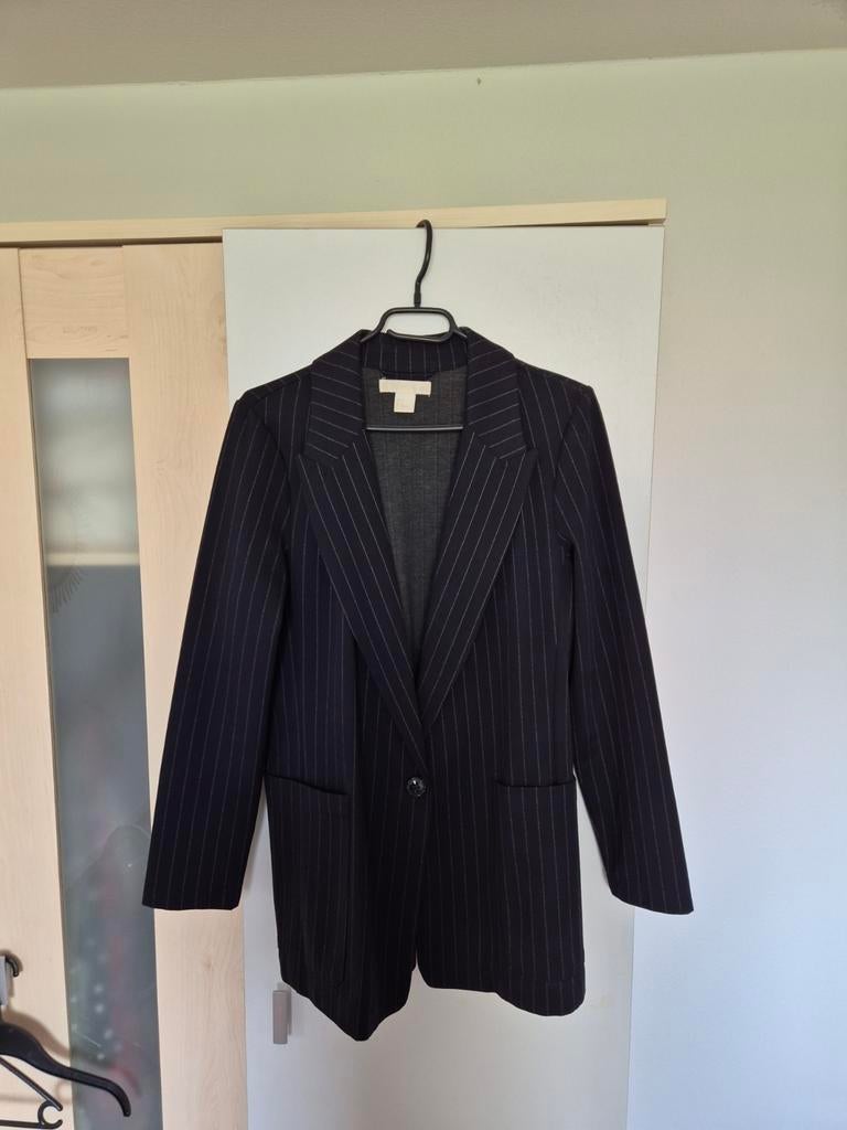 Blauwe gestreepte blazer van H&M, maat XL, Ophalen of Verzenden, Zo goed als nieuw, Maat 42/44 (L), Blauw
