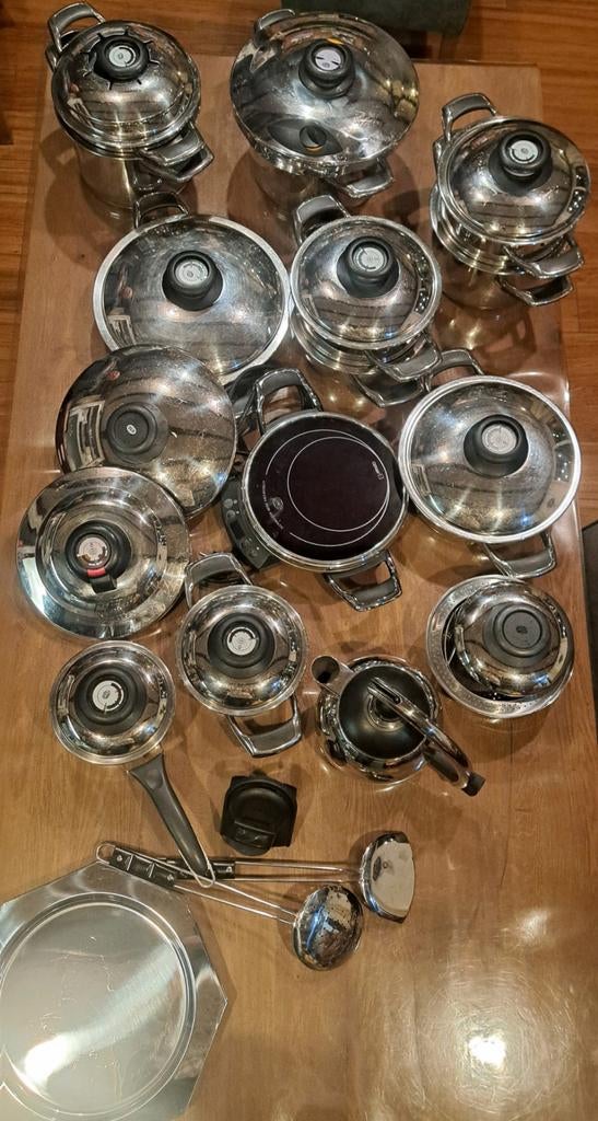 AMC pannenset, Huis en Inrichting, Keuken | Potten en Pannen, Ophalen, Rvs, Pannenset